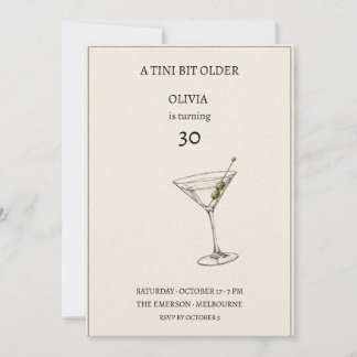 A Tini Bit Older Martini Birthday Invitation