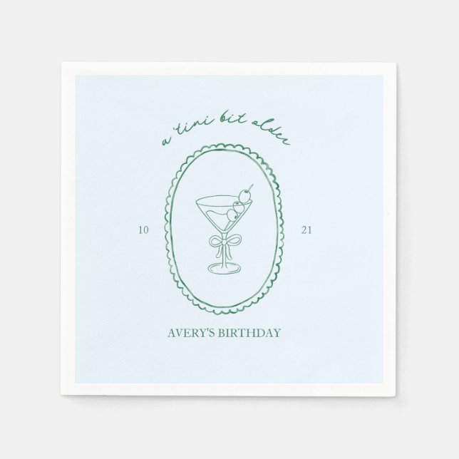 A Tini Bit Older" Martini Birthday Napkin (Front)