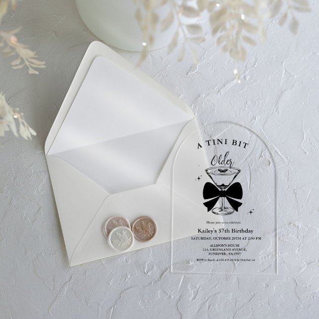 A tini Bit Older Martini Birthday Party Acrylic Invitations (Creator Uploaded)