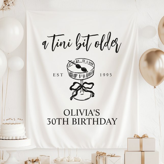 A Tini Bit Older Martini Birthday Party Backdrop Tapestry (Creator Uploaded)