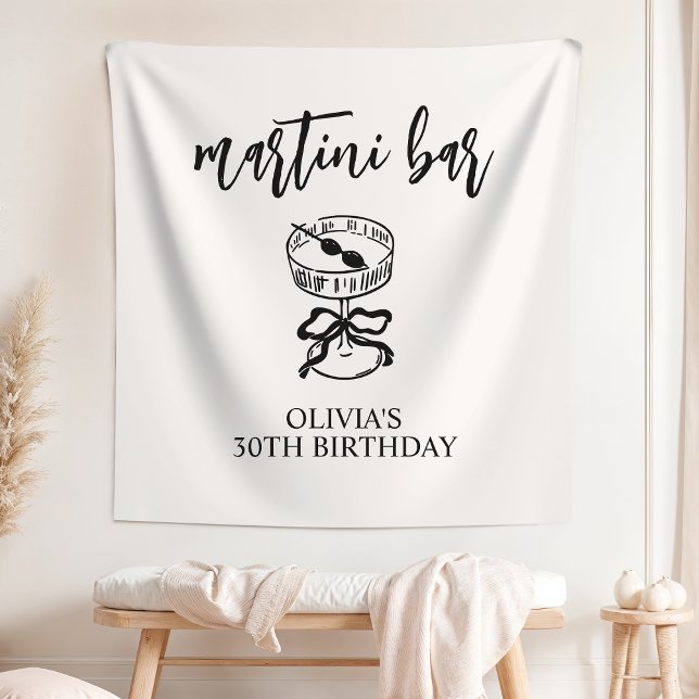 A Tini Bit Older Martini Birthday Party Bar Sign Tapestry (Creator Uploaded)