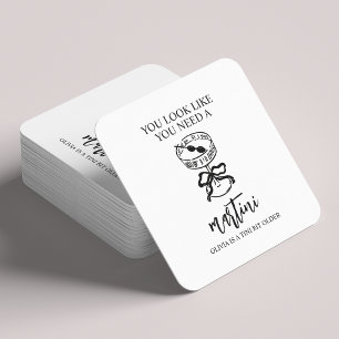 A Tini Bit Older Martini Birthday Party Favor Square Paper Coaster