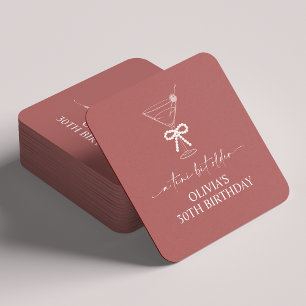 A Tini Bit Older Martini Birthday Party Favor Square Paper Coaster