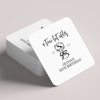 A Tini Bit Older Martini Birthday Party Favour Square Paper Coaster