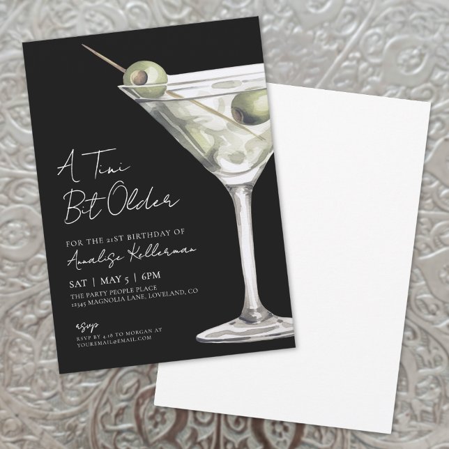 A Tini Bit Older Martini Birthday Party Invitation (A Tini Bit Older Martini Birthday Party Invitation)