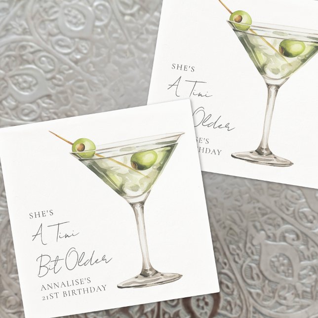 A Tini Bit Older Martini Birthday Party Napkin (A Tini Bit Older Martini Birthday Party Napkins)