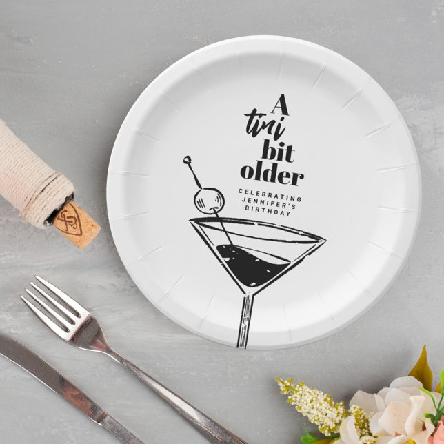 A Tini Bit Older Martini Birthday Party Paper Plate (Creator Uploaded)