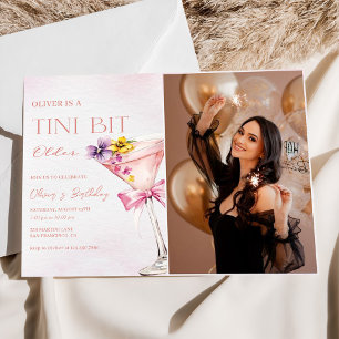 A Tini Bit Older Martini Birthday Party Photo Invitation