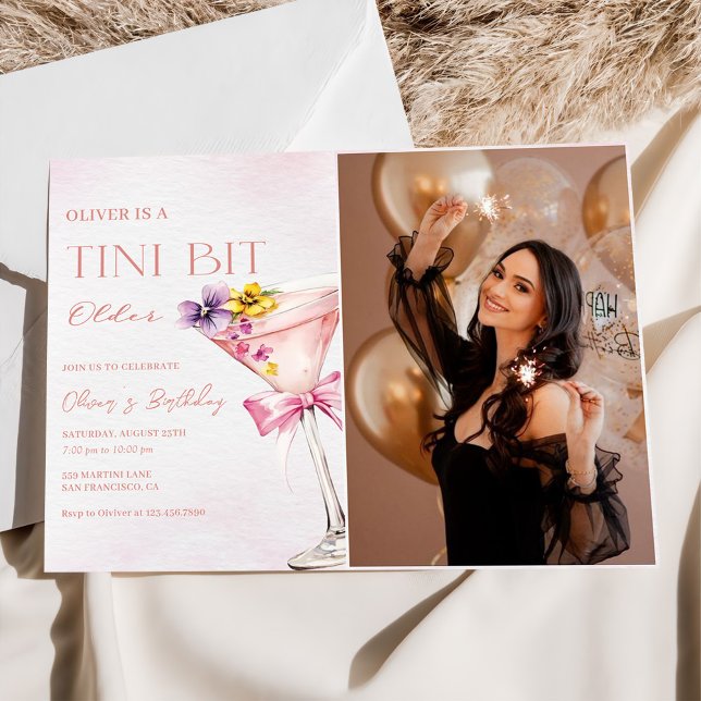A Tini Bit Older Martini Birthday Party Photo Invitation (Creator Uploaded)