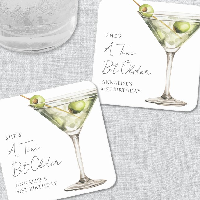 A Tini Bit Older Martini Birthday Square Paper Coaster (A Tini Bit Older Martini Birthday Square Paper Coaster )