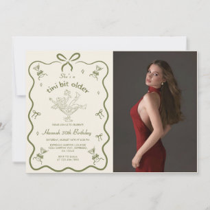 A Tini Bit Older Martini Bow Birthday Photo Invitation