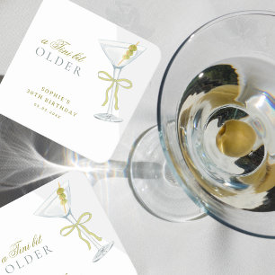 A Tini Bit Older Martini Cocktail Birthday Party Square Paper Coaster