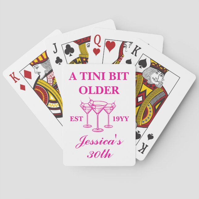 A Tini Bit Older Martini Custom Birthday Party  Playing Cards (Back)