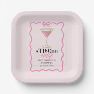 A Tini Bit Older Martini Cute Pink Border Birthday Paper Plate