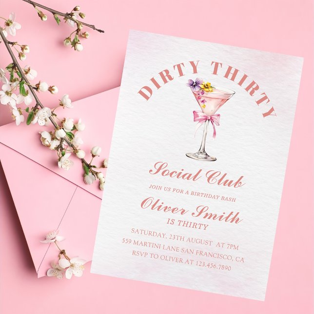A Tini Bit Older Martini Dirty Thirty Birthday Invitation (Creator Uploaded)