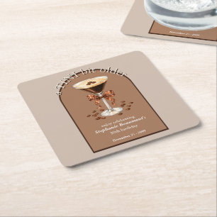 A Tini Bit Older Martini Espresso Brown Arch 30th Square Paper Coaster