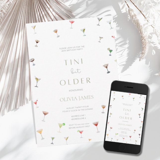 A tini bit older martini olive birthday  invitation (Creator Uploaded)