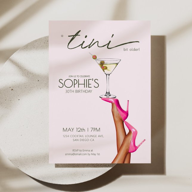 A Tini Bit Older Martini Pink Birthday Invite (A Tini Bit Older Martini Pink Birthday Invite)