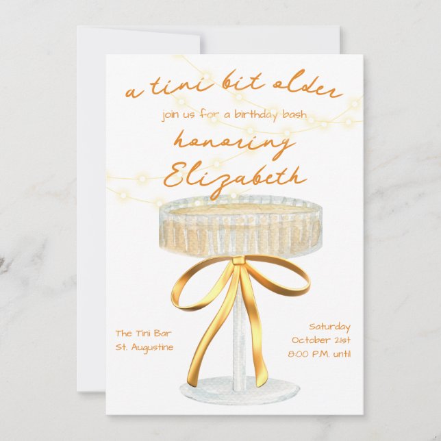 A Tini Bit Older Martini Theme Birthday Invitation (Front)