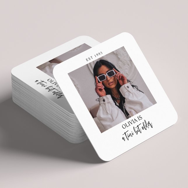 A Tini Bit Older Martini Themed Photo Party Favour Square Paper Coaster (Creator Uploaded)