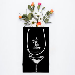 A Tini Bit Older Modern Martini Birthday Black Small Gift Bag