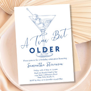 A Tini Bit Older Modern Minimal Blue Birthday Invitation