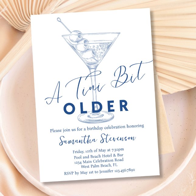 A Tini Bit Older Modern Minimal Blue Birthday Invitation (Creator Uploaded)
