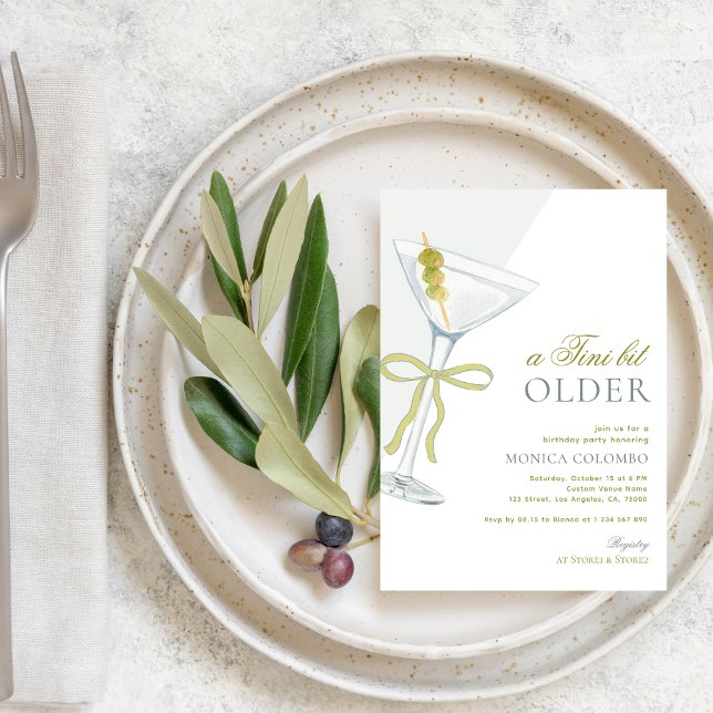 A Tini Bit Older Olive Martini Birthday Party Invitation (Creator Uploaded)