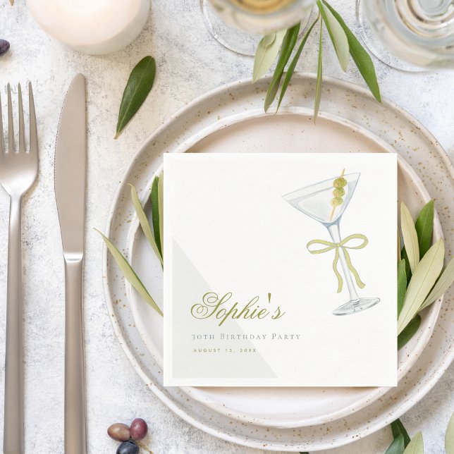 A Tini Bit Older Olive Martini Cocktail Birthday Napkin (Creator Uploaded)