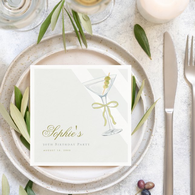 A Tini Bit Older Olive Martini Cocktail Birthday Napkin (Creator Uploaded)