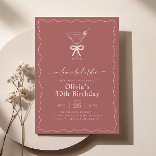 A Tini Bit Older, Pearl Bow Martini Birthday Party Invitation