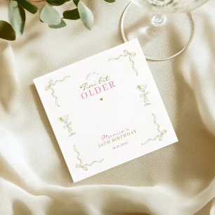 A Tini Bit Older Pink and Green Cocktail Birthday Napkin