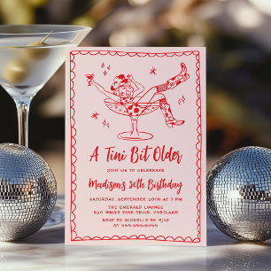 A Tini Bit Older Pink and Red Birthday Party Invitation
