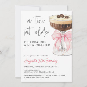 A Tini Bit Older - Pink Bow Espresso Martini Invitation