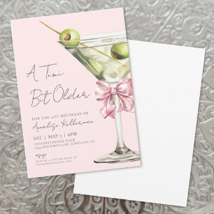 A Tini Bit Older Pink Bow Martini Birthday Party Invitation