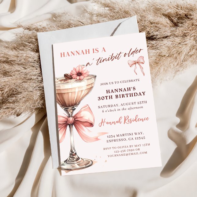 A Tini Bit Older Pink Espresso Martini Birthday Invitation (Creator Uploaded)