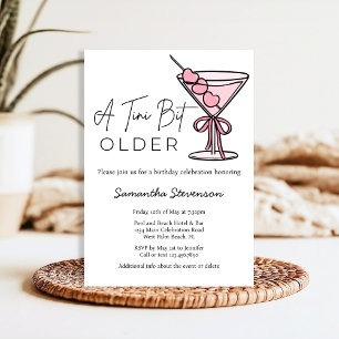 A Tini Bit Older Pink Hearts Olives Birthday Party Invitation