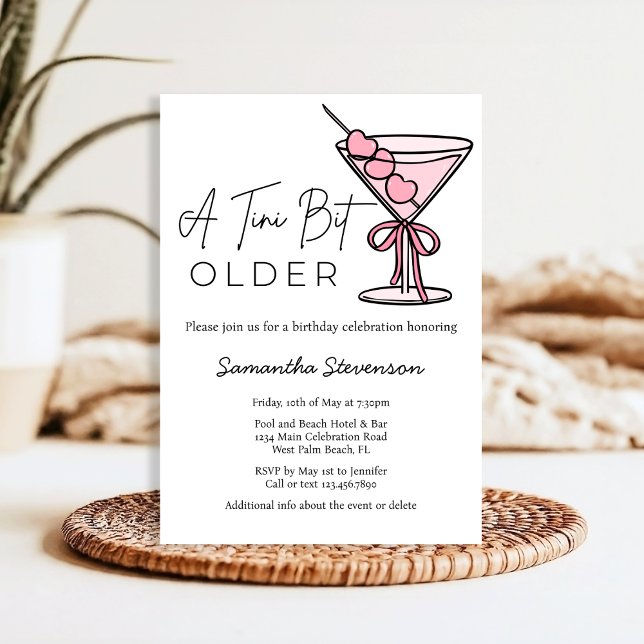 A Tini Bit Older Pink Hearts Olives Birthday Party Invitation (Creator Uploaded)