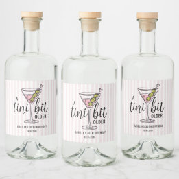 A Tini Bit Older Pink Martini Birthday Liquor Bottle Label