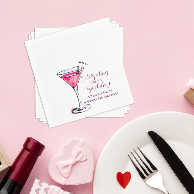 A Tini Bit Older Pink Martini Birthday Party Paper Napkin (A Tini Bit Older Pink Martini Birthday Party Paper Napkins)