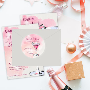 A Tini Bit Older Pink Martini Birthday Thank You Classic Round Sticker