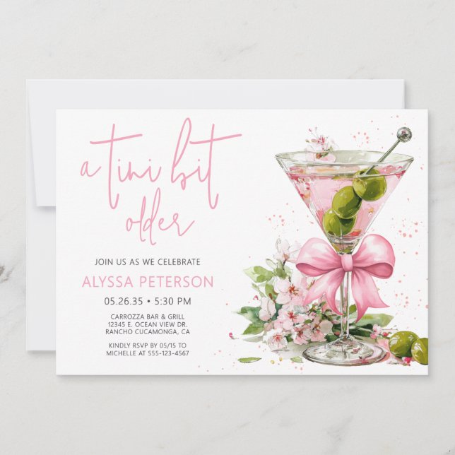 A Tini Bit Older Pink Script Birthday Party  Invitation (Front)