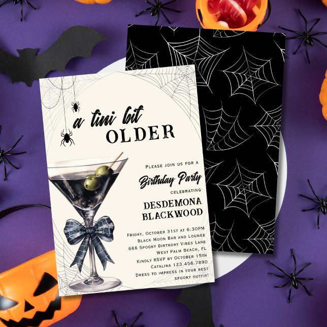 A Tini Bit Older Spider Halloween Birthday Party Invitation (Creator Uploaded)