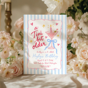 A Tini Bit Older Whimsical Martini Birthday Invitation