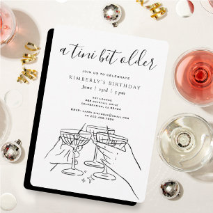 A Tini Bit Older White Chic Martini Birthday Party Invitation