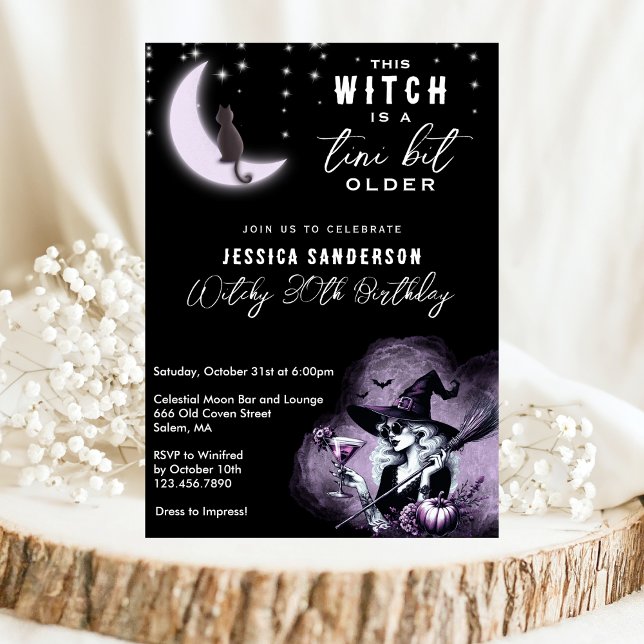 A Tini Bit Older Witch Moon Martini Birthday Party Invitation (Creator Uploaded)