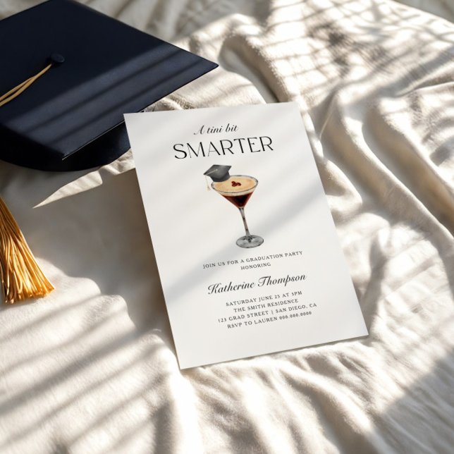 A Tini Bit Smarter Espresso Martini Graduation Invitation (Creator Uploaded)