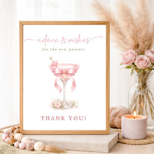 A Tini One Coquette Baby Shower Advice & Wishes Poster