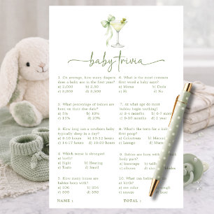 A Tini One Coquette Green Bow Baby Trivia Game