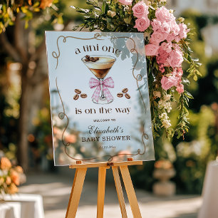 A Tini One Espresso Martini Pink Bow Baby Shower Acrylic Sign